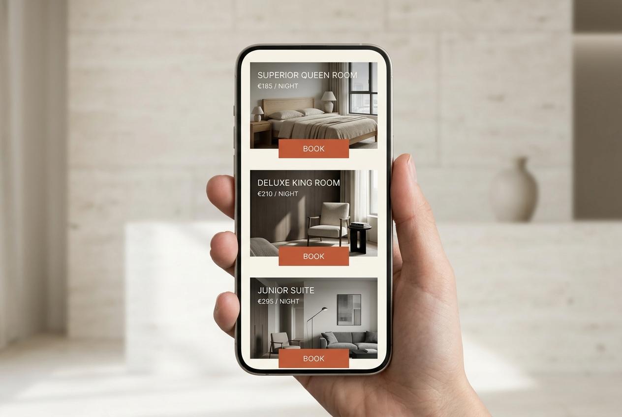 Room selection screen on a phone