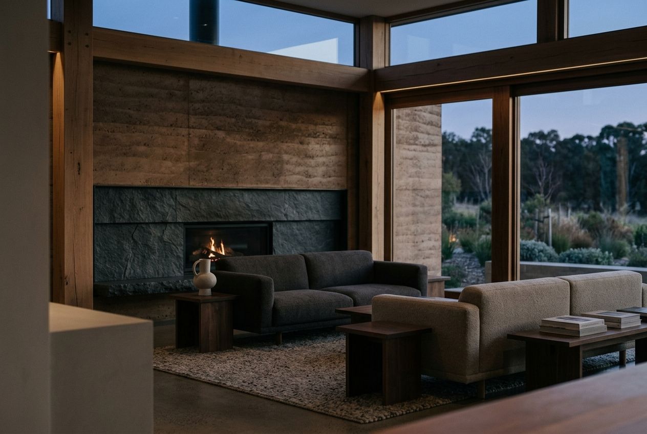 Hotel lounge at dusk