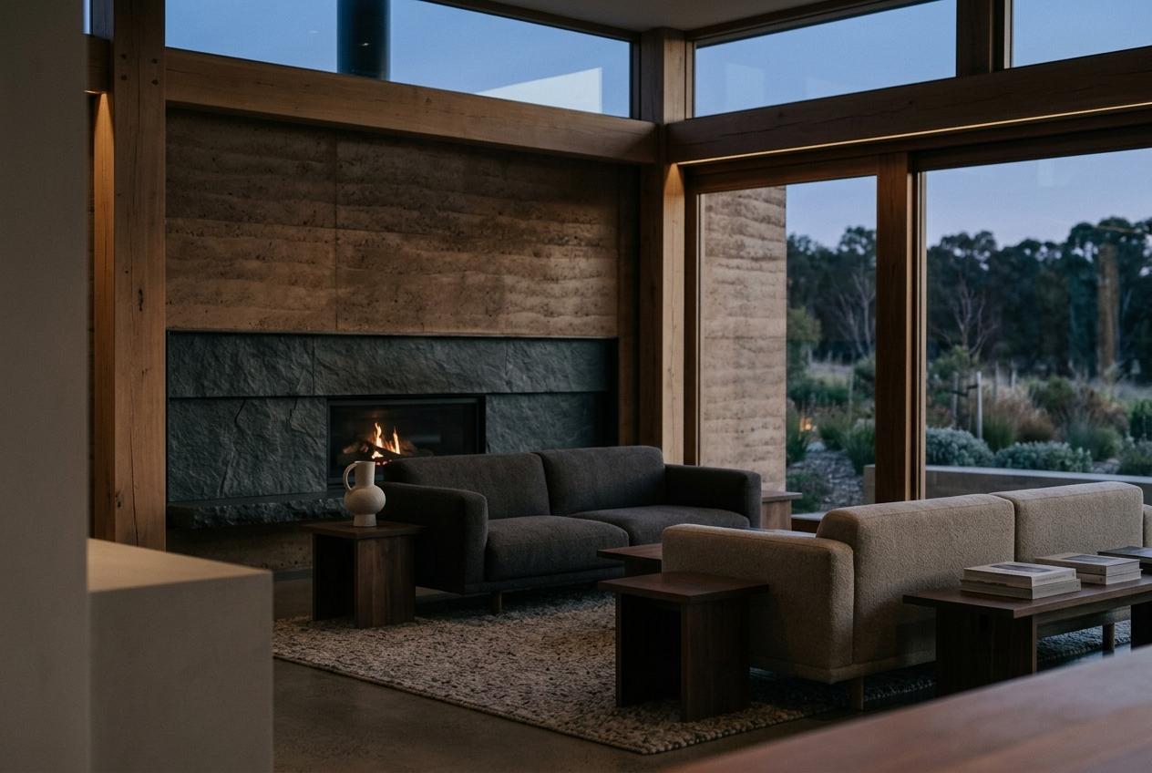 Hotel lounge at dusk