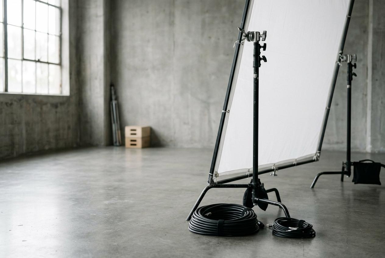 Silk frame and stands in the studio
