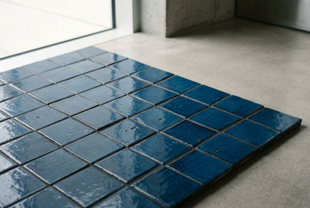 Blue glazed ceramic tiles