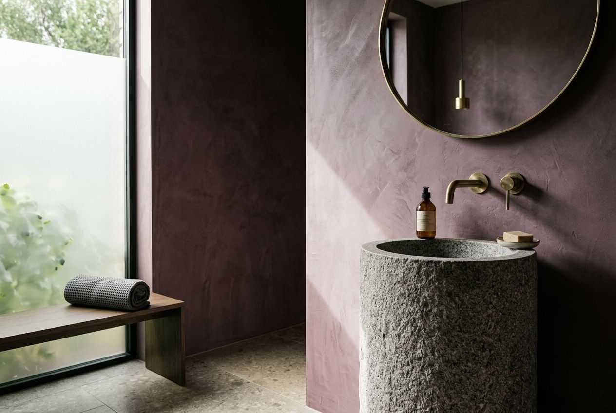 Stone basin in a guest bathroom