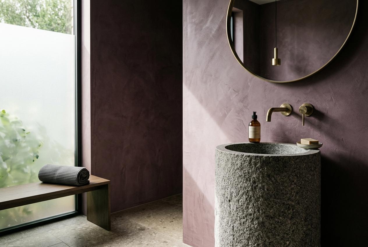 Stone basin in a guest bathroom