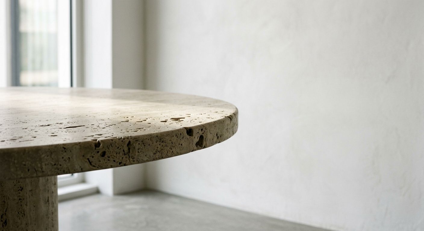 Travertine table edge