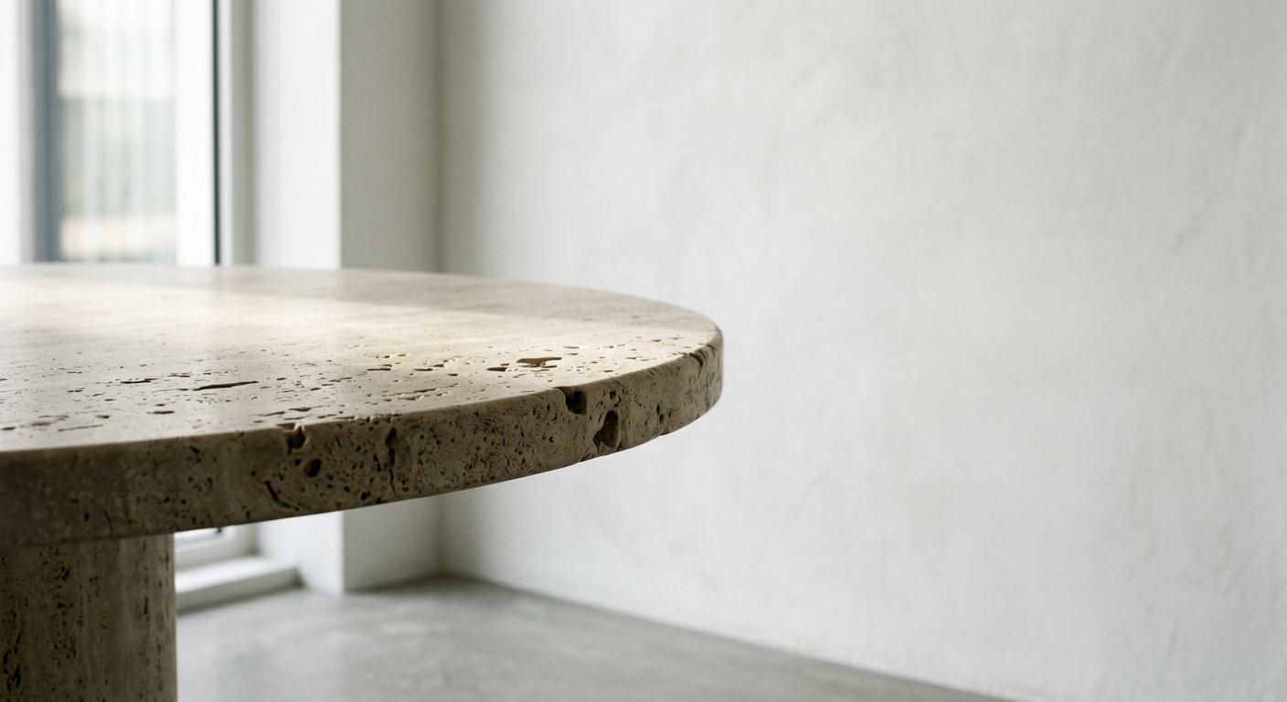 Travertine table edge