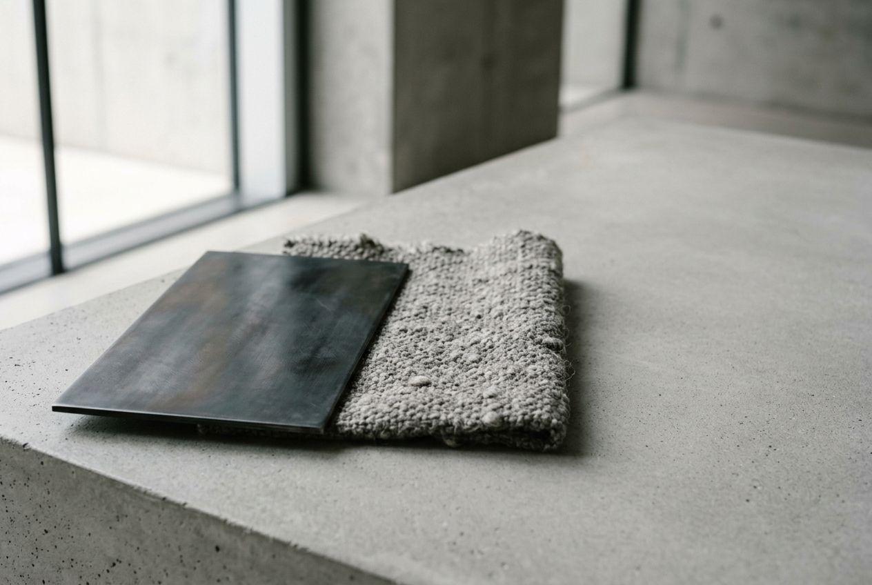 Blackened steel and grey wool