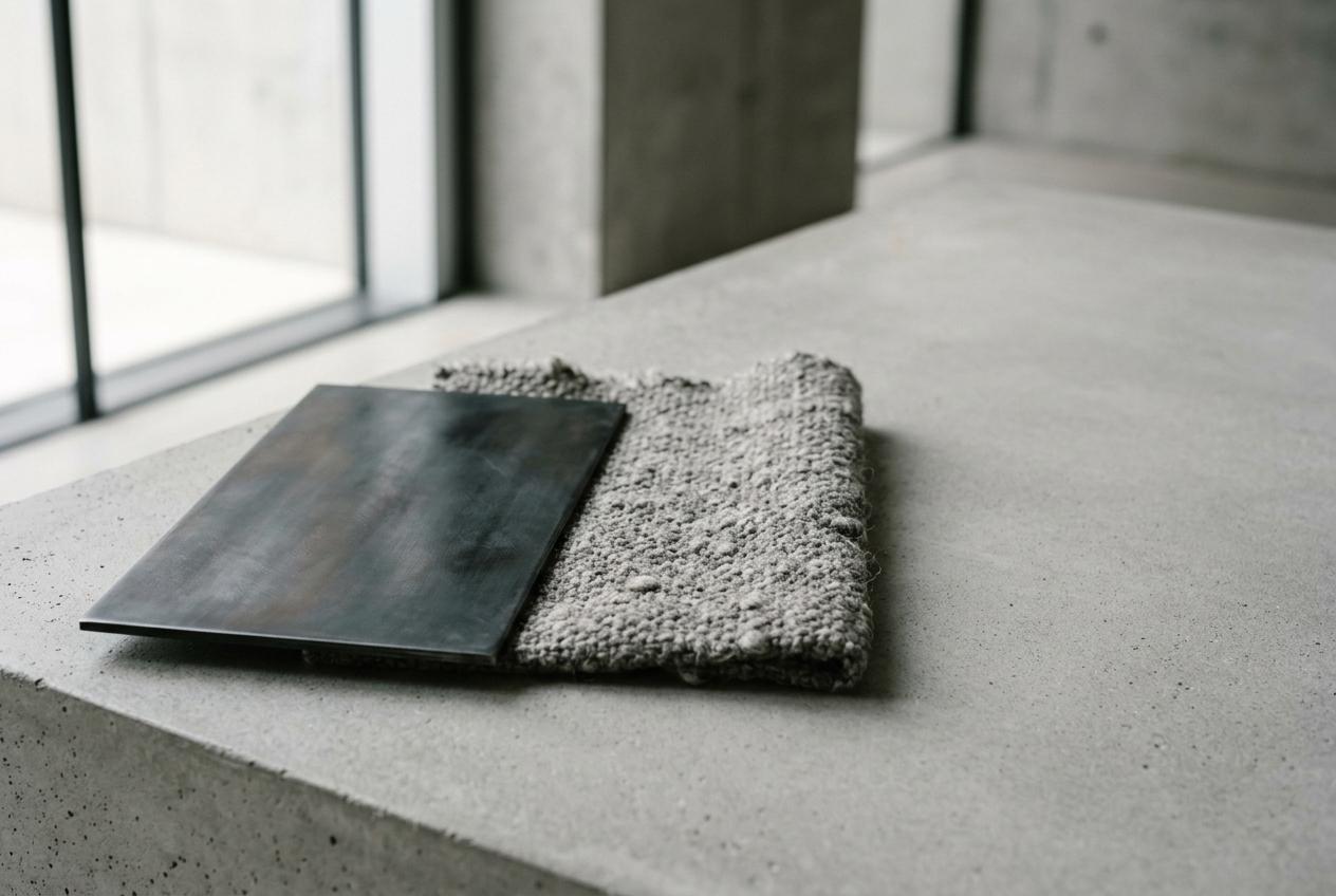 Blackened steel and grey wool