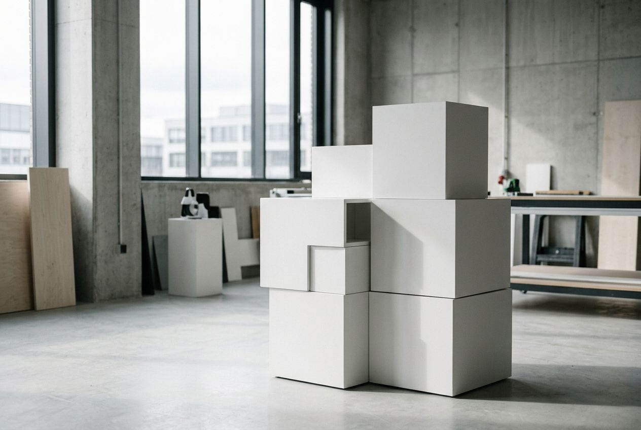 Modular set pieces in a workshop