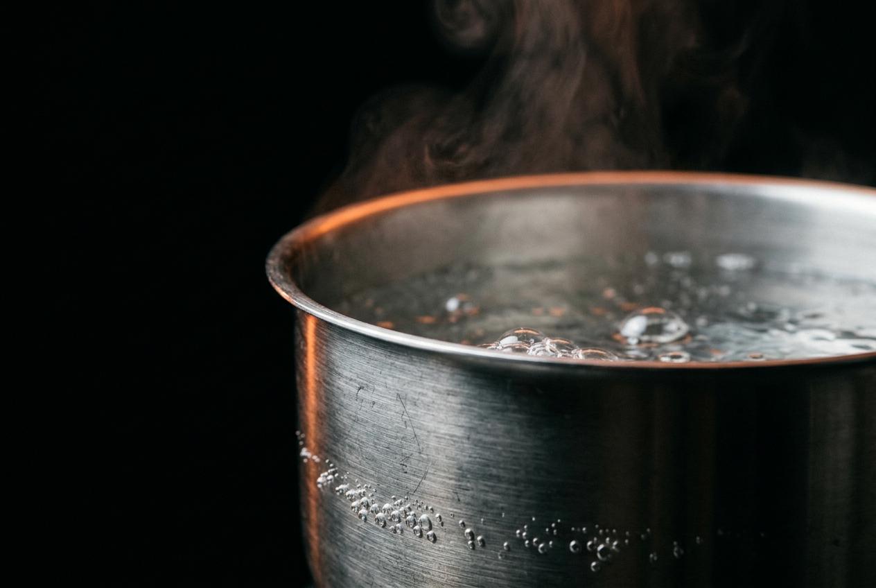 Water starting to boil