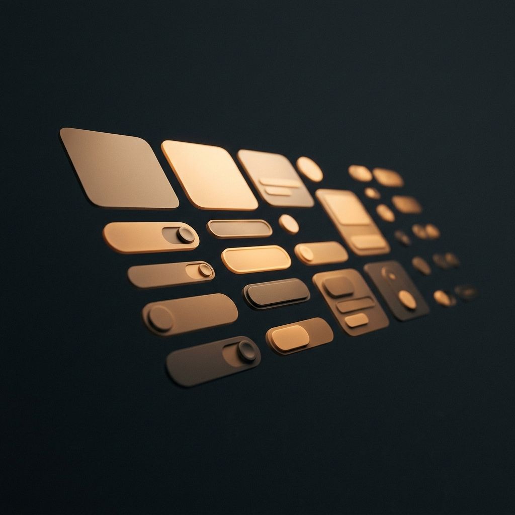 Interface components floating in perspective