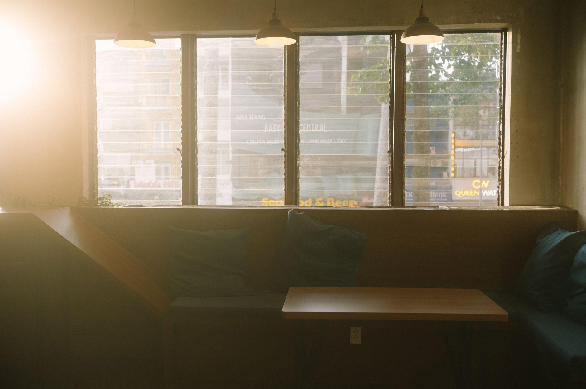Cafe interior in morning light