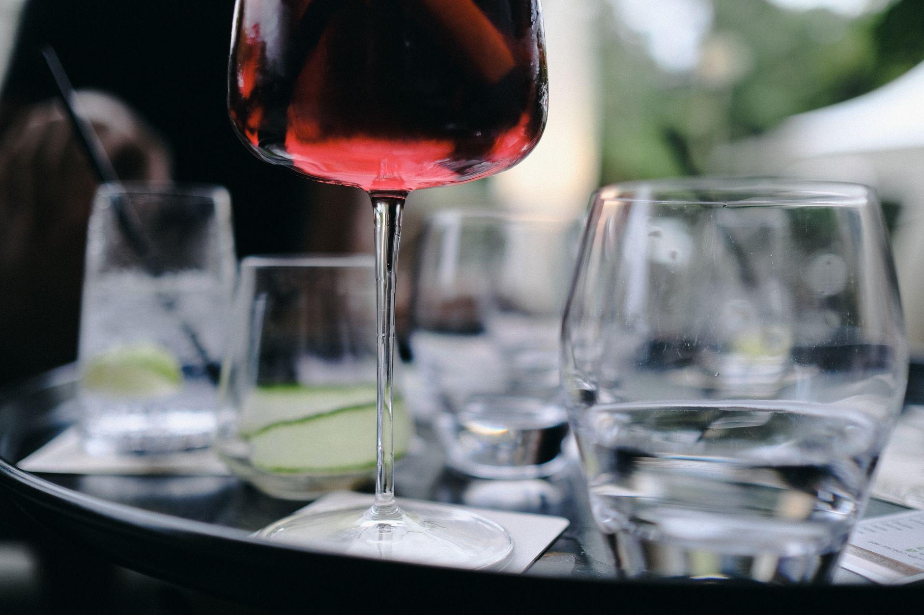 Cocktail glass on a bar