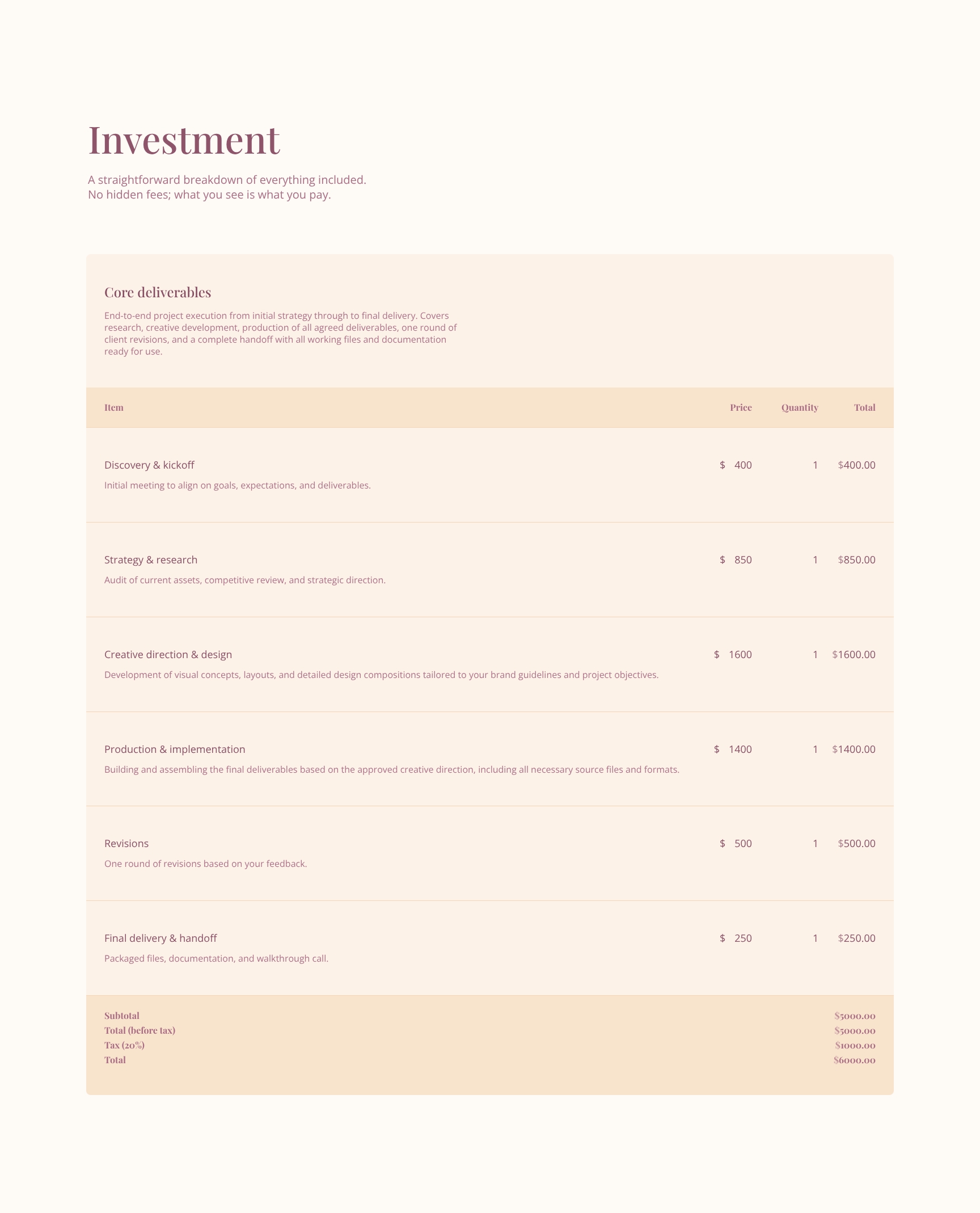 Transparent Pricing & Investment Details